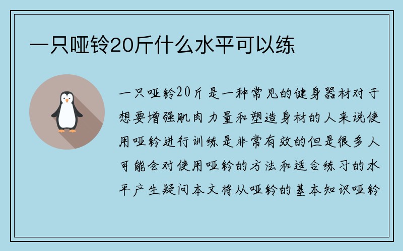 一只哑铃20斤什么水平可以练