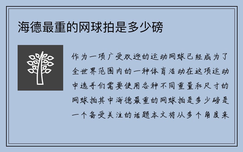 海德最重的网球拍是多少磅